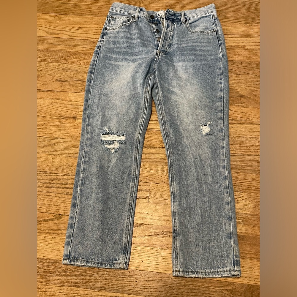 Twelve By Ontwelfth Women's Button-Fly High‎ Rise Light Wash Blue Jeans Size 27
